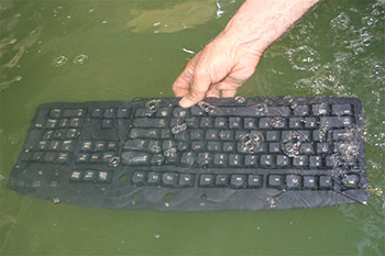 clean keyboard with water