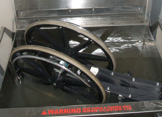 Wheelchair Being Cleaned in a Morantz Ultrasonic Machine.