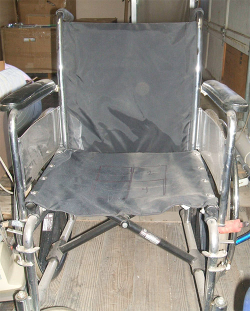 Wheelchair Prepped for Cleaning and Testing.